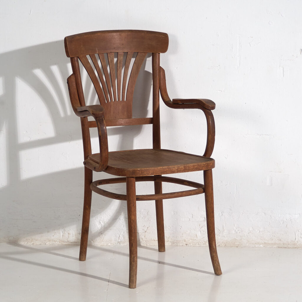 Silla antigua de oficina en madera curvada (c.1920) #6