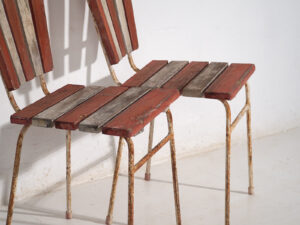 Sillas rojas de jardín antiguas (c.1920). Conjunto de 4 piezas #31