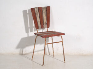 Sillas rojas de jardín antiguas (c.1920). Conjunto de 4 piezas #31