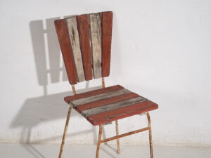 Sillas rojas de jardín antiguas (c.1920). Conjunto de 4 piezas #31