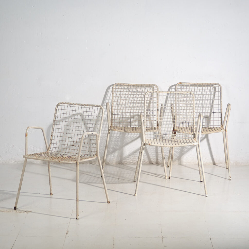 Sillas de exterior antiguas con reposabrazos (c.1920). Conjunto de 4 piezas #4