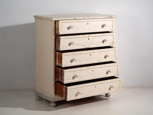 Cajonera alta antigua de color blanco (c.1920) #60
