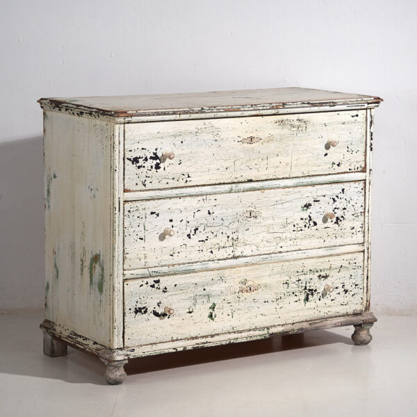 Cajonera grande antigua con pátina de color blanco (c.1920) #42