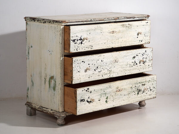 Cajonera grande antigua con pátina de color blanco (c.1920) #42
