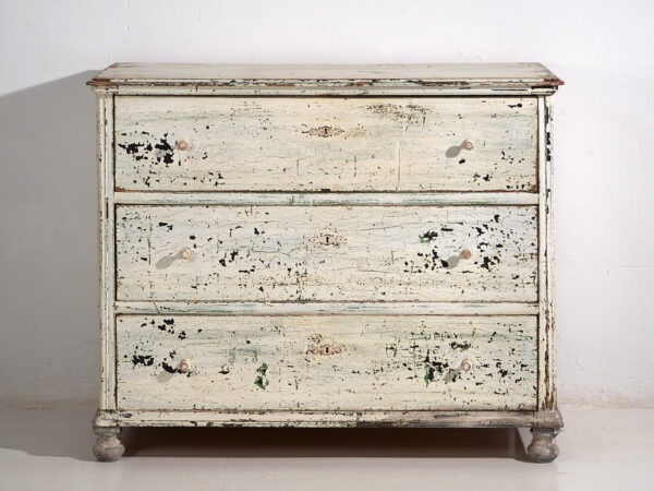 Cajonera grande antigua con pátina de color blanco (c.1920) #42