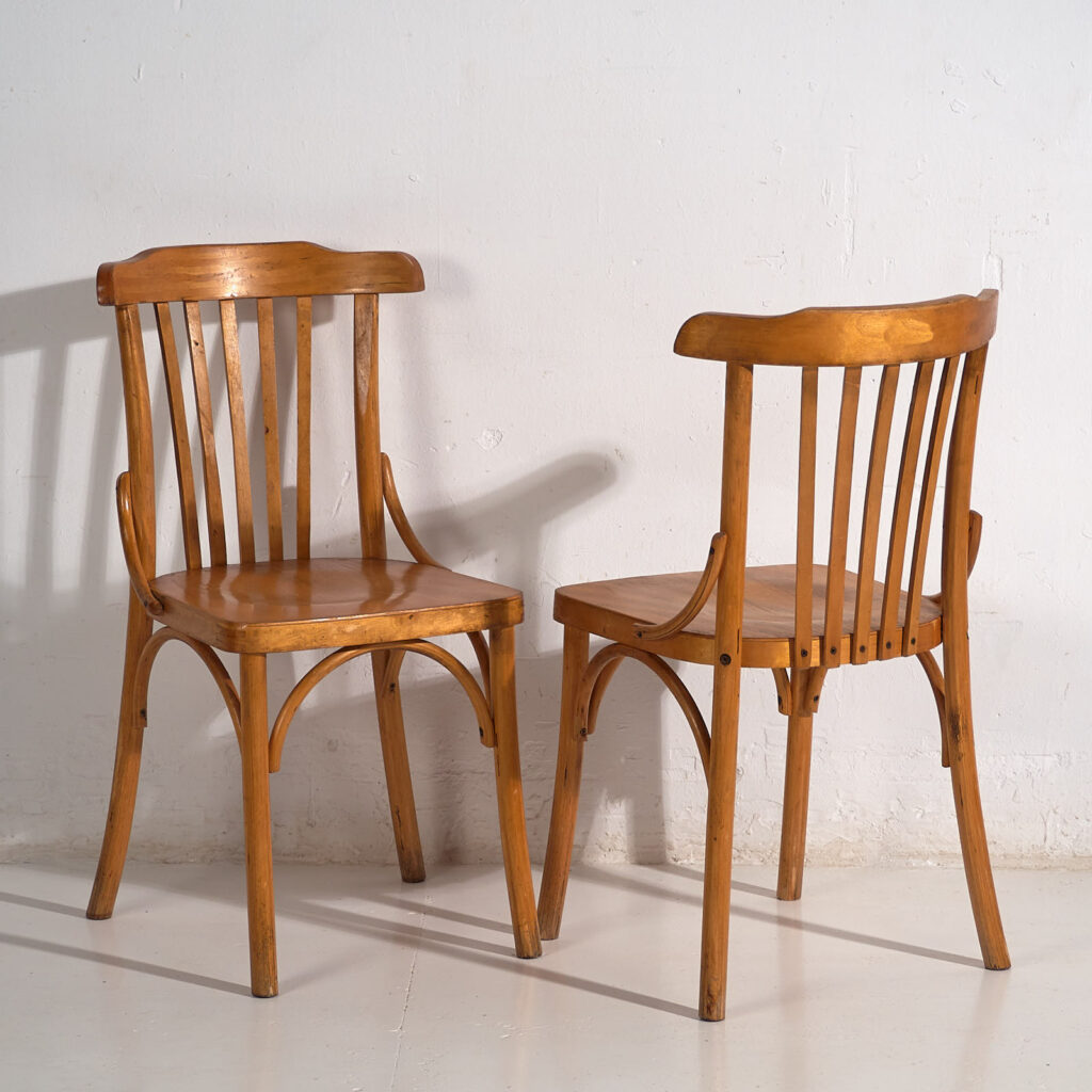 Sillas de café antiguas de madera curvada (c.1920). Conjunto de 2 piezas #4