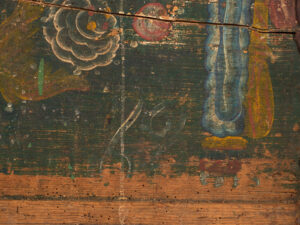 Baúl antiguo pintado a mano con motivos florales (Año 1869) #98