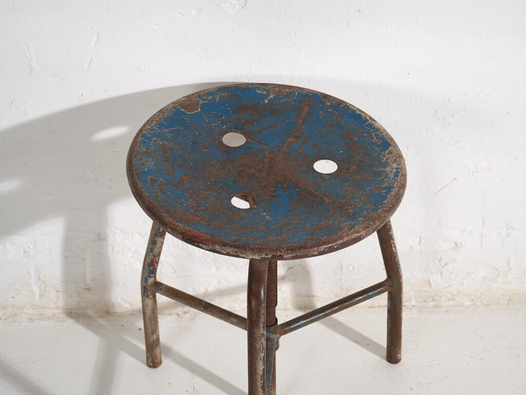 Tabouret bleu de style industriel (c.1950) #8