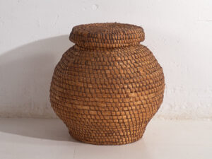 Antigua cesta de mimbre con tapa (c.1920) #43