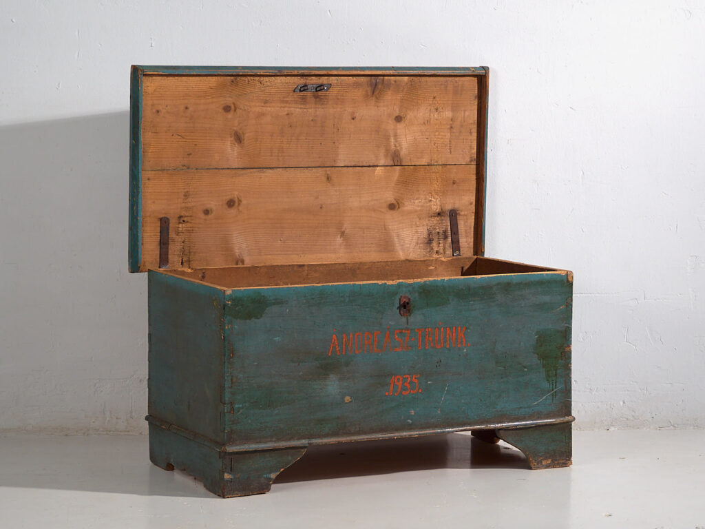 Antiguo arcón con pátina verde turquesa (Año 1935) #10