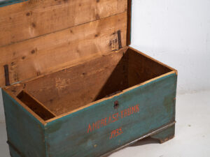 Antiguo arcón con pátina verde turquesa (Año 1935) #10