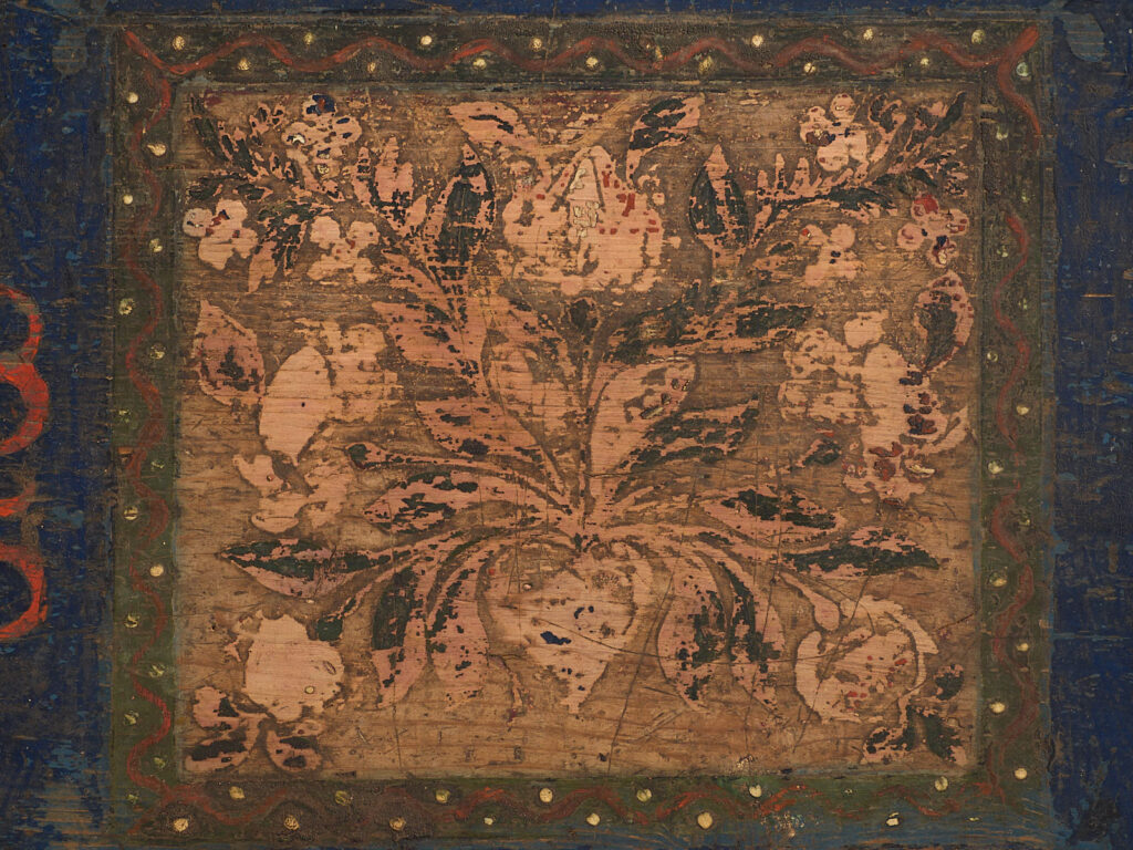 Antiguo baúl nupcial de color azul marino (Año 1855) #13