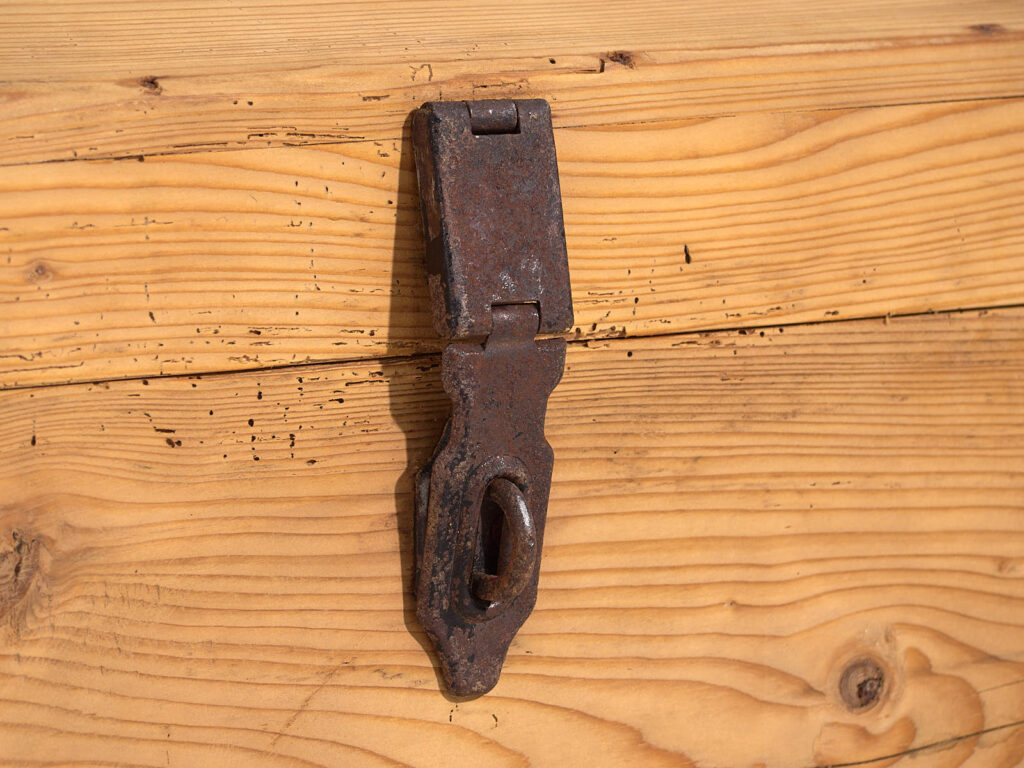 Antique travel chest with wrought iron lock (c.1900) #1
