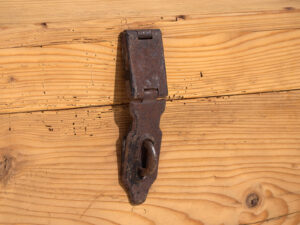 Antique travel chest with wrought iron lock (c.1900) #1