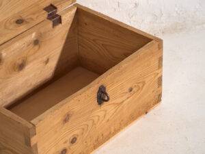 Antique travel chest with wrought iron lock (c.1900) #1