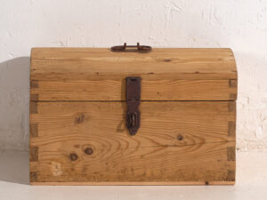 Antique travel chest with wrought iron lock (c.1900) #1