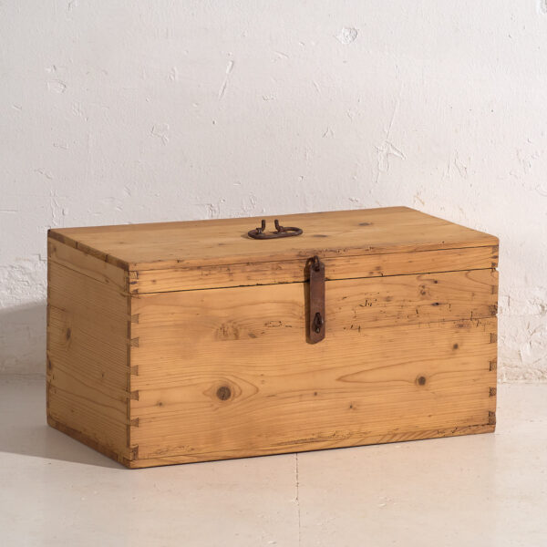 Antique solid wood travel chest (c.1920) #2