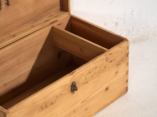 Antiguo cofre de viaje de madera maciza (c.1920) #2