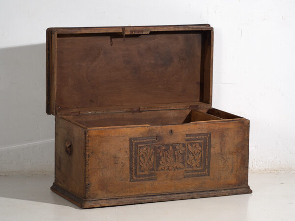 Antiguo arcón con motivos florales grabados (c.1850) #14