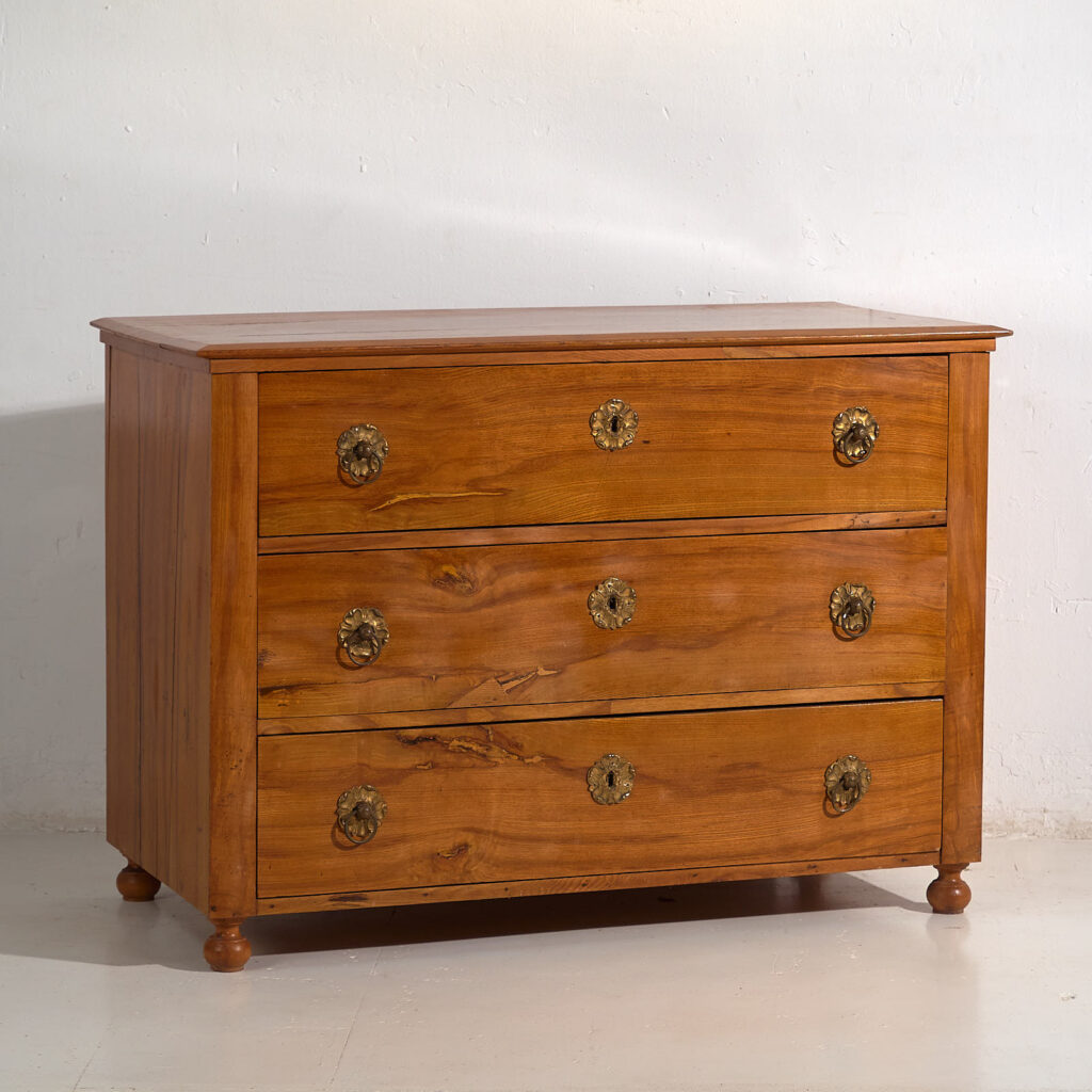 Antique Biedermeier chest of drawers with flower-shaped hardware (c.1850) #62