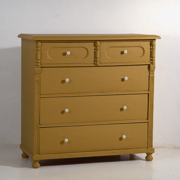 Grande commode ancienne de couleur moutarde (vers 1920) #78