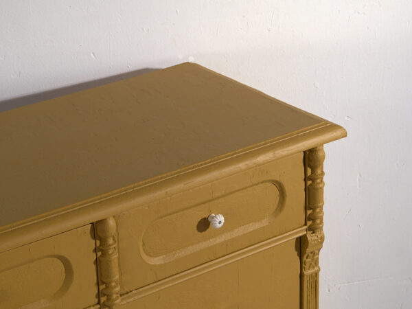 Grande commode ancienne de couleur moutarde (vers 1920) #78