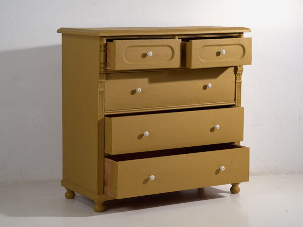 Grande commode ancienne de couleur moutarde (vers 1920) #78