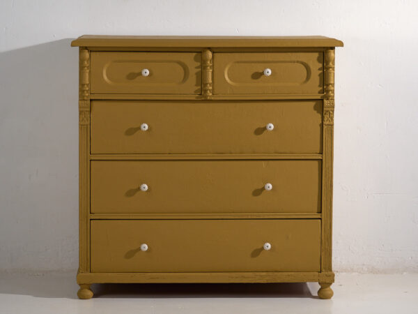 Grande commode ancienne de couleur moutarde (vers 1920) #78