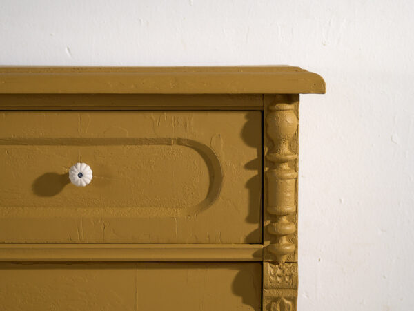 Grande commode ancienne de couleur moutarde (vers 1920) #78