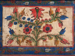 Antiguo cofre azul de estilo arte popular (c.1920) #93