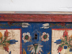 Antiguo cofre azul de estilo arte popular (c.1920) #93