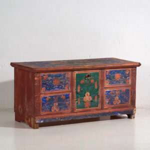 Arcón antiguo pintado a mano con motivos florales (Año 1907) #100