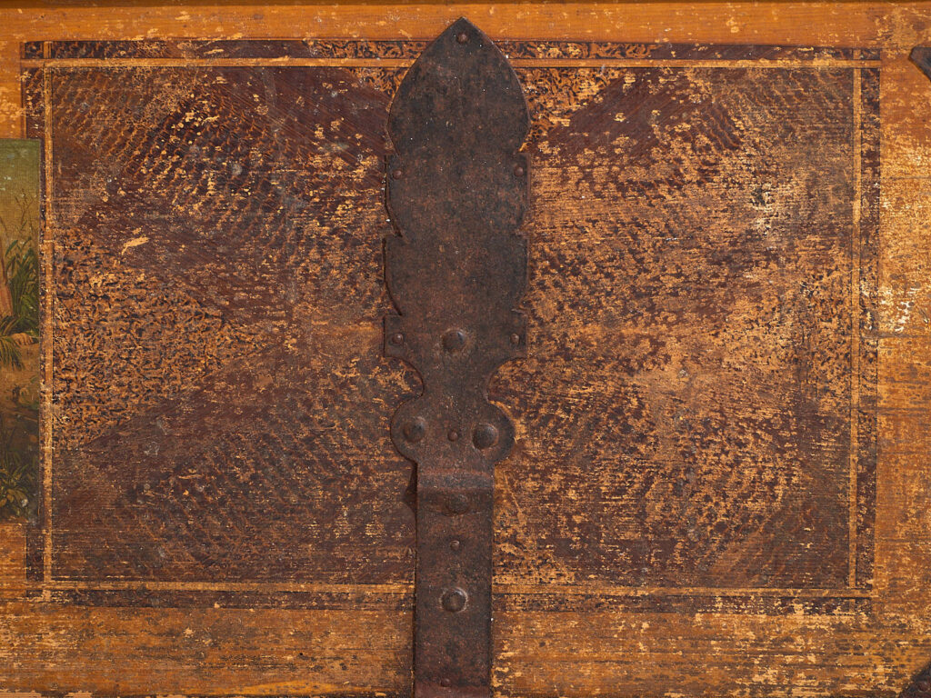 Antiguo baúl nupcial de arte popular (c.1820) #103