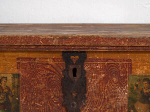Antiguo baúl nupcial de arte popular (c.1820) #103