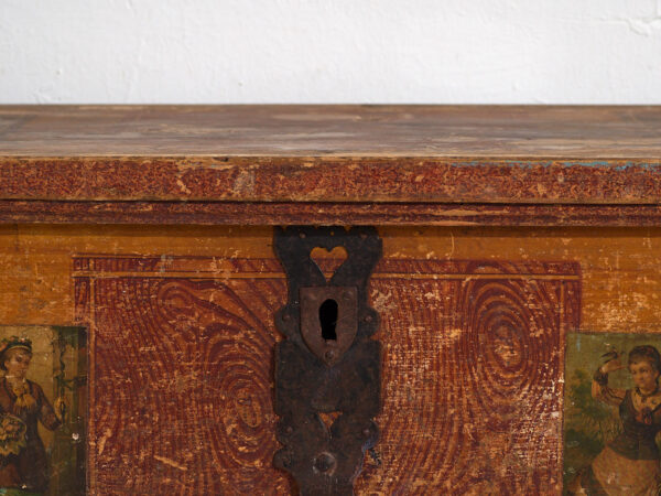 Antiguo baúl nupcial de arte popular (c.1820) #103