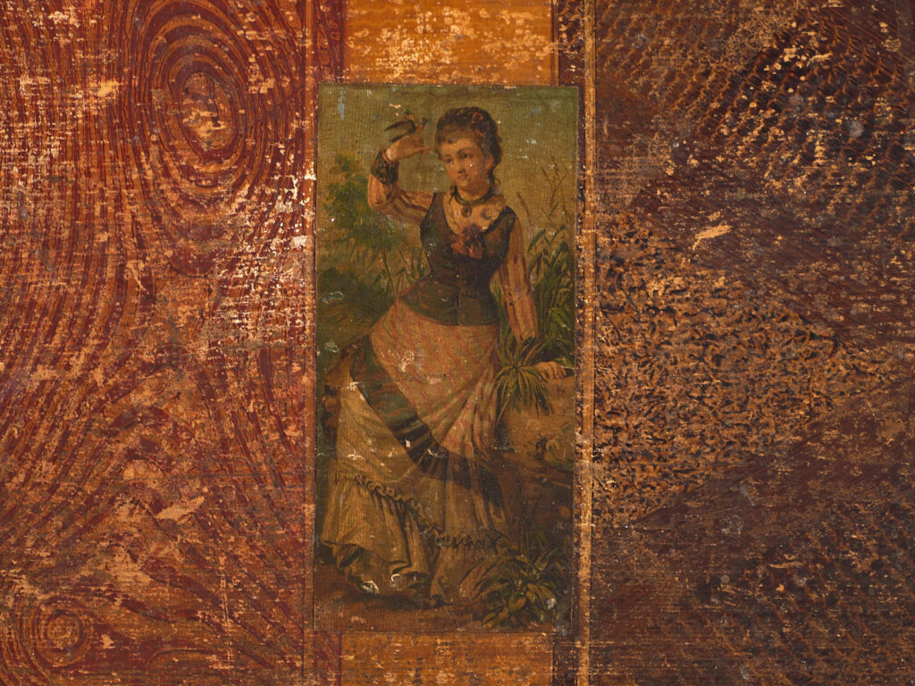 Antiguo baúl nupcial de arte popular (c.1820) #103