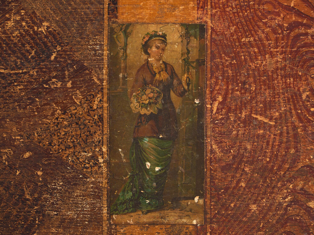 Antiguo baúl nupcial de arte popular (c.1820) #103