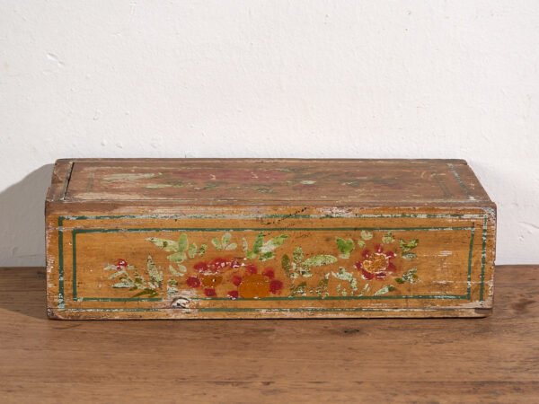 Antigua caja oriental amarilla pintada a mano (c.1900) #25