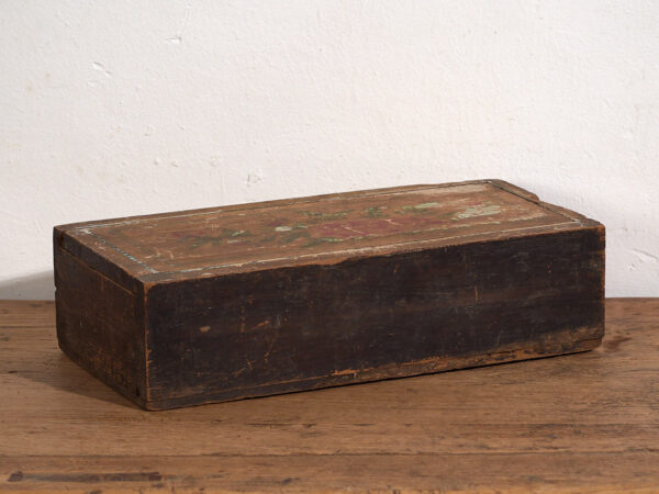 Antigua caja oriental amarilla pintada a mano (c.1900) #25