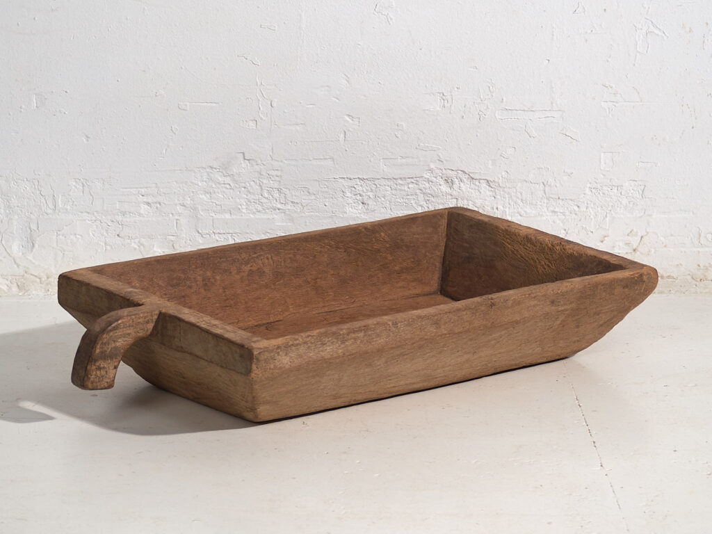 Antique solid wood tray with handle (c.1900) #8