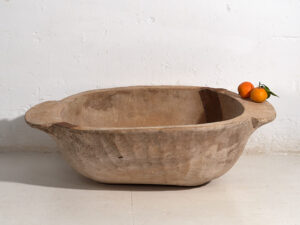 Cuenco grande antiguo de madera maciza (c.1900) #1