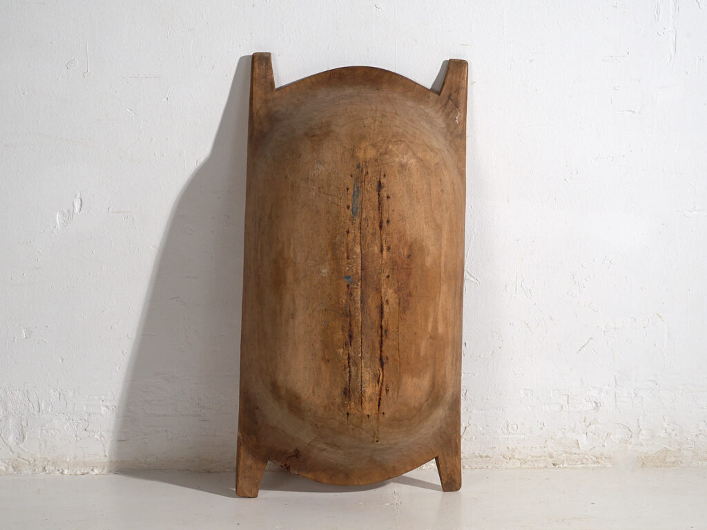 Cuenco wabi-sabi antiguo de madera maciza (c.1900) #9