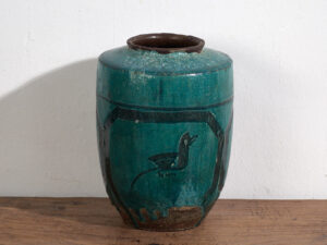 Vase ancien émaillé vert émeraude (c.1820) #12