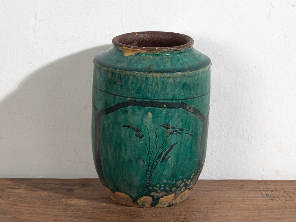 Jarrón esmaltado antiguo con motivos vegetales (c.1820) #15