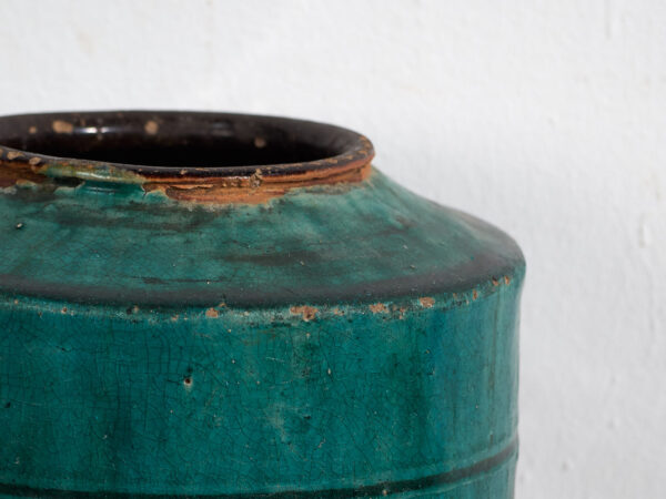 Vase ancien en céramique émaillée verte (vers 1820) #35