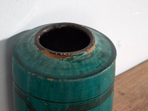 Vase ancien en céramique émaillée verte (vers 1820) #35