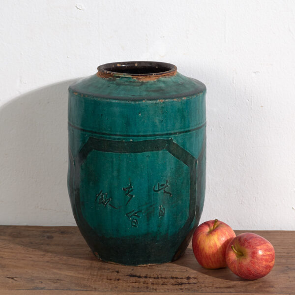 Jarrón verde antiguo de cerámica esmaltada (c.1820) #35