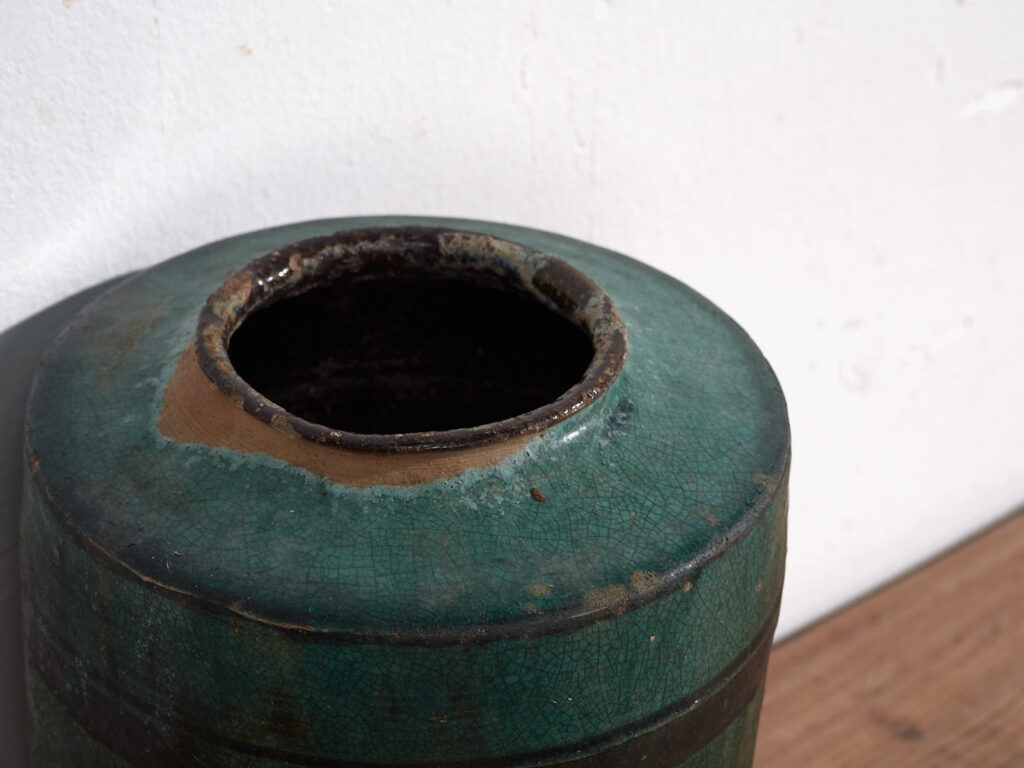 Jarrón alto antiguo de color verde turquesa (c.1820) #37