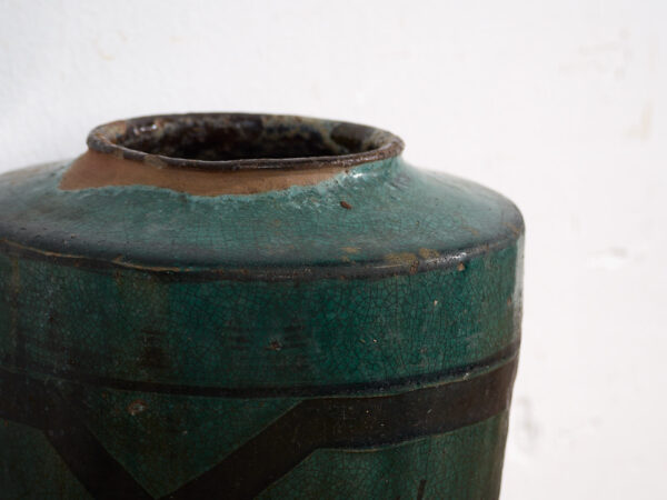 Antique tall turquoise green vase (c.1820) #37