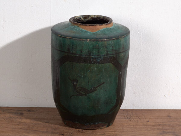 Antique tall turquoise green vase (c.1820) #37